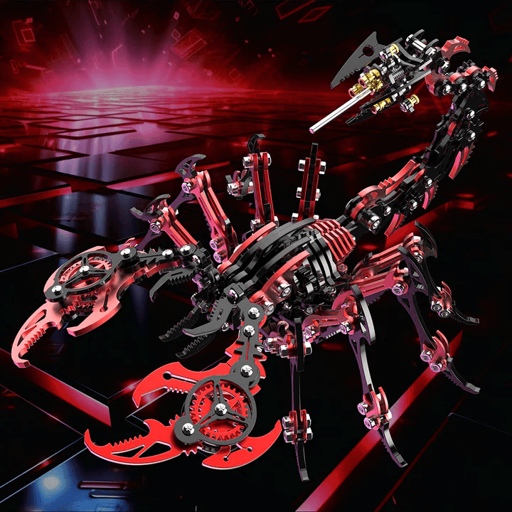 3D機械サソリメタルパズル レッドブラックモデルキット - ビルディングブロック