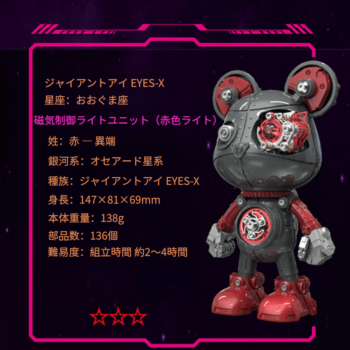 サイボーグ・バイオレンスベア 3D金属パズルモデル組立キット 高級デスクトップトイ