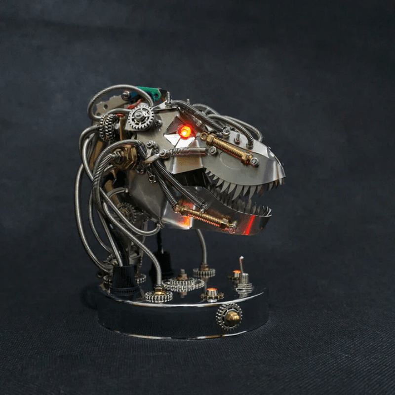 スチームパンクの3Dメタル可動機械ティラノサウルス・レックスヘッドモデルキット - ビルディングブロック