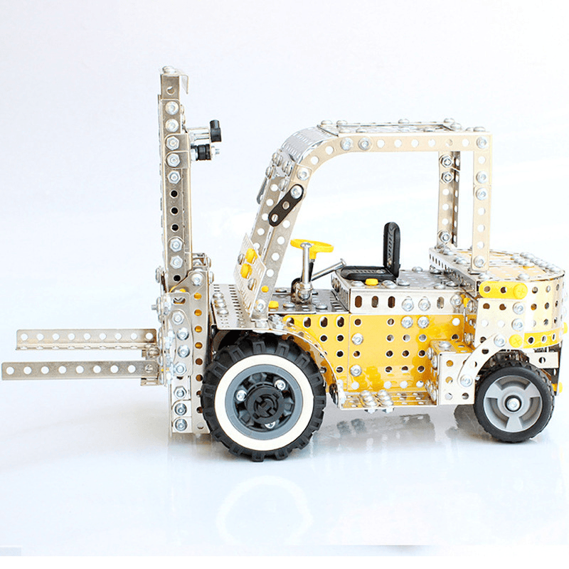 3Dメタルパズル シミュレーション合金 工事用車両 フォークリフトモデルキット メタル組み立て建設車両おもちゃ - 1300ピース - ビルディングブロック