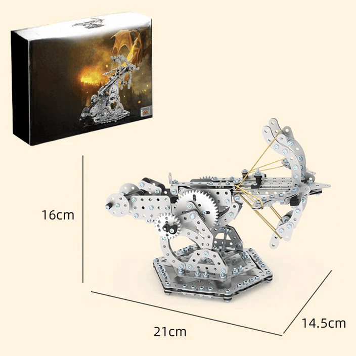 820PCS メタル組立式 DIY 玩具 機械式ギア伝達 ドラゴンハンティングクロスボウ - ビルディングブロック