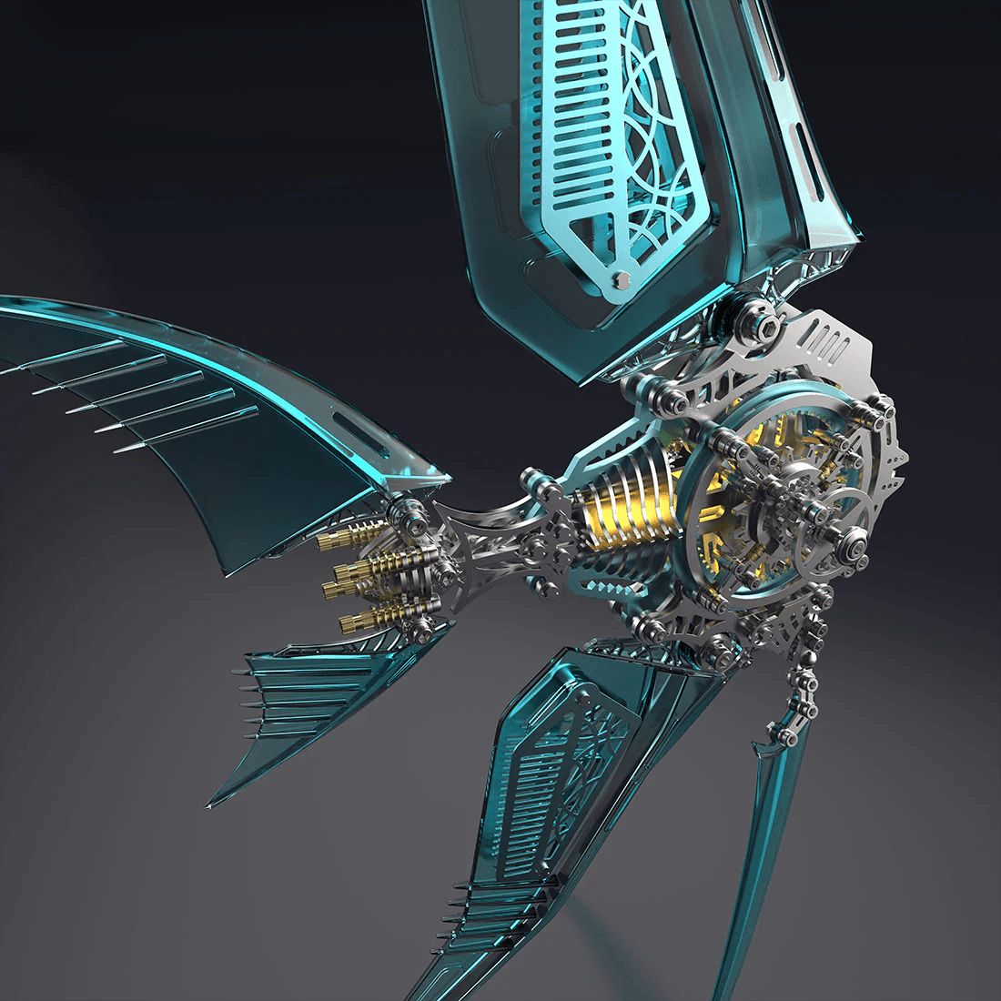 DIY プテロフィルム・ブルーエンゼルフィッシュ 3D メタルパズル(機械的なヒレ付き)529個 - ビルディングブロック
