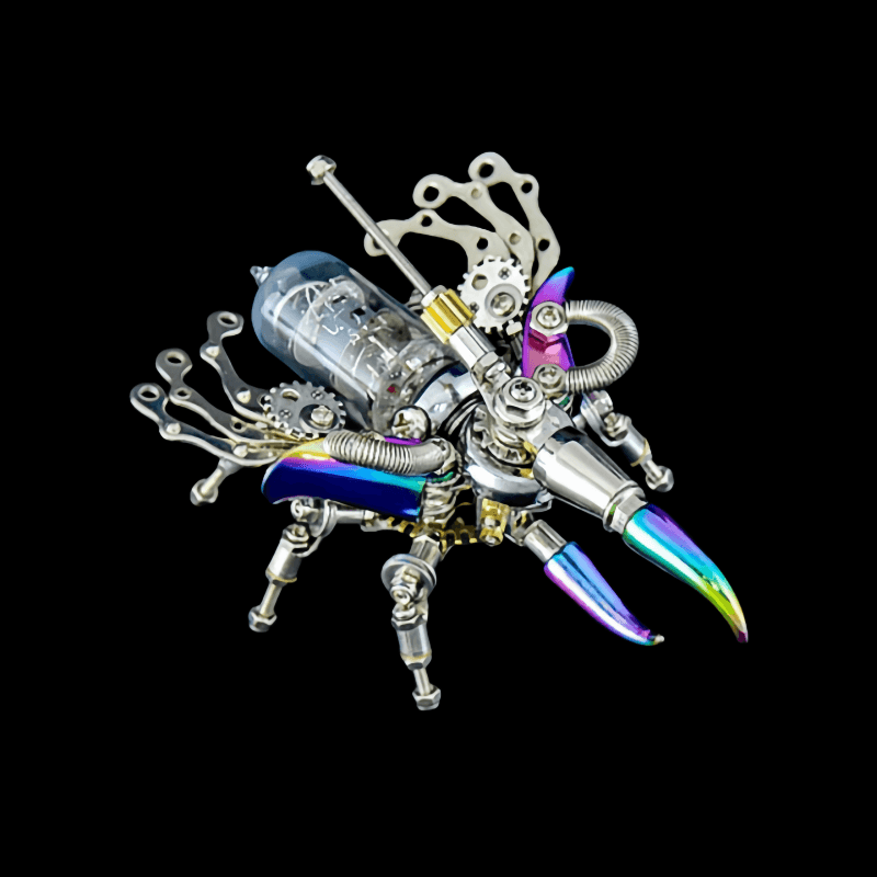 パンクなサイの甲虫 3Dメタルパズル 昆虫 DIYキット with ライト - ビルディングブロック