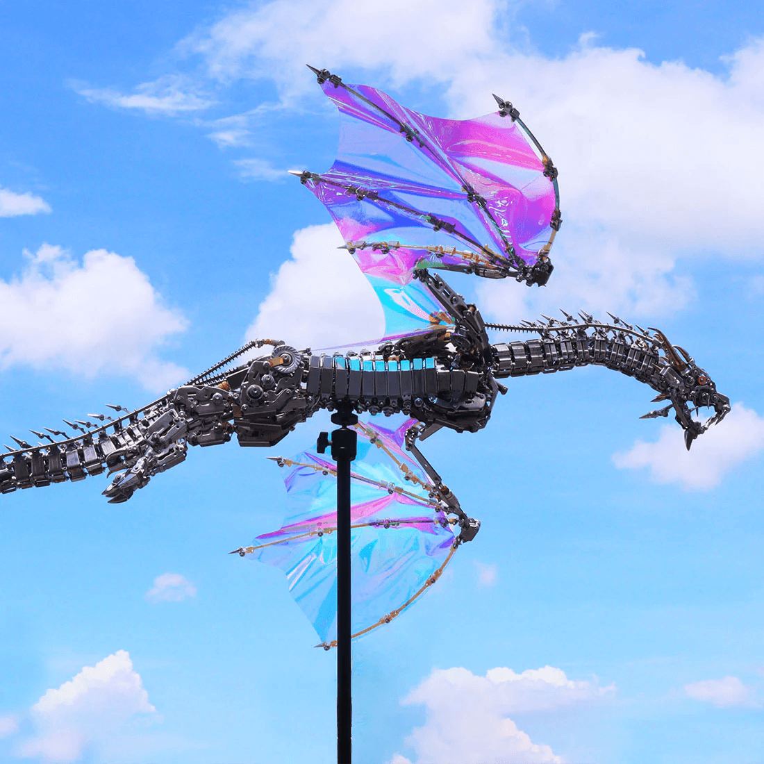 ファンタジー大型ドラゴン「天空のオーロラ」3Dメタル機械パズル 難易度:高、3000+ピース、長さ126cm - ビルディングブロック