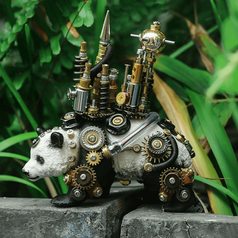 290個 DIY 金属組立 黒白熊猫 動く城模型キット - ビルディングブロック