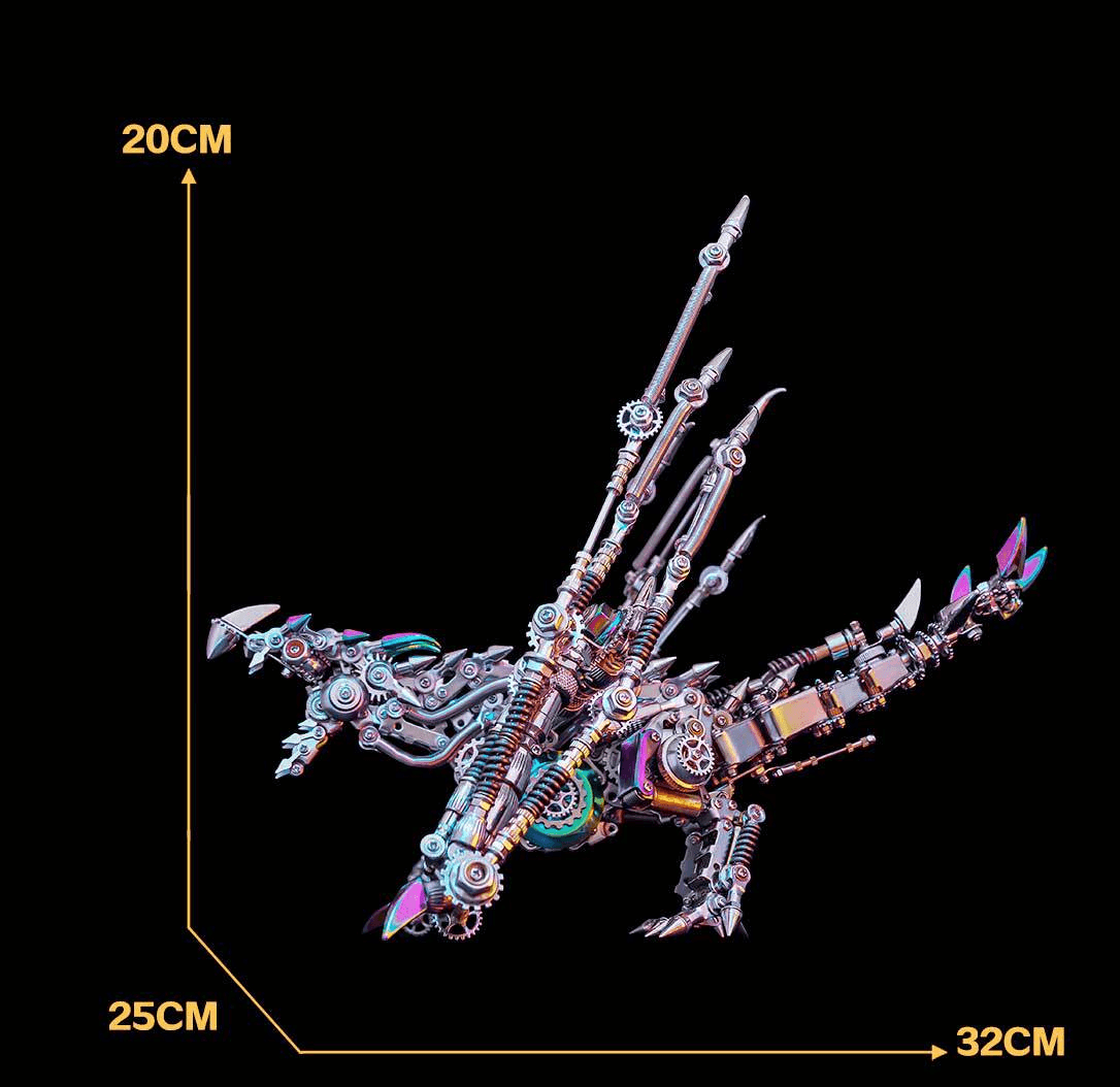 3D 蒸気パンク金属パズルモデル、ライト付き、3D 機械インテリジェントドラゴンステンレスパズル、DIY 超現実主義のクリエイティブブロック玩具、子供と大人向け、1390+PCS - ビルディングブロック