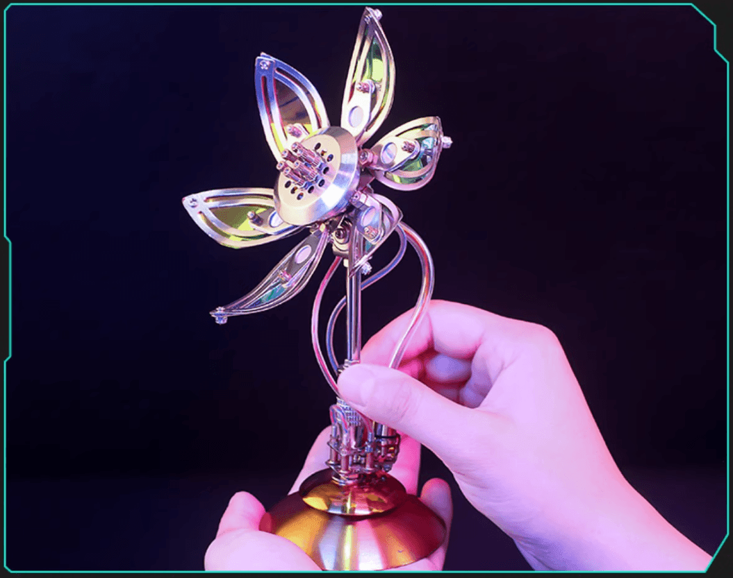 3D メタルパズルフラワーモデル、DIY スチームパンクメタルフラワーアセンブリモデル、フラワーポールフラワーセンターとアロマセラピータブレット付き (215 個) - ビルディングブロック