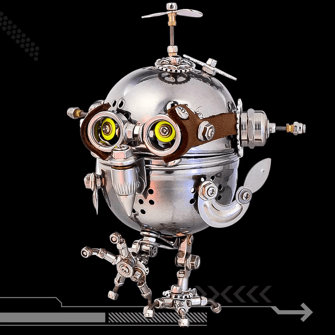 3D DIYスチームパンク機械式フクロウエッグ金属パズル組み立てモデルキット(110ピース以上) - ビルディングブロック