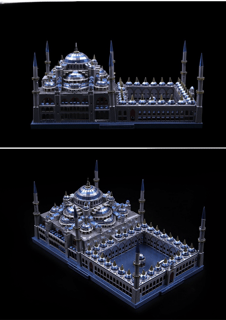 3Dメタルパズル、トルコブルーモスク建築メタルモデルキット、大人向けの3DパズルDIY建築模型ブレインティーザーおもちゃ、ティーン向け(スルタンアフメドモスク) - ビルディングブロック