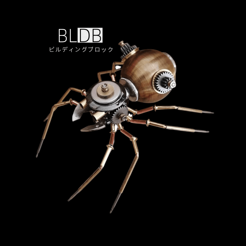 3Dメタル機械黒クモ組み立て模型工芸品、家庭やオフィスのデスク飾りに適しています - ビルディングブロック