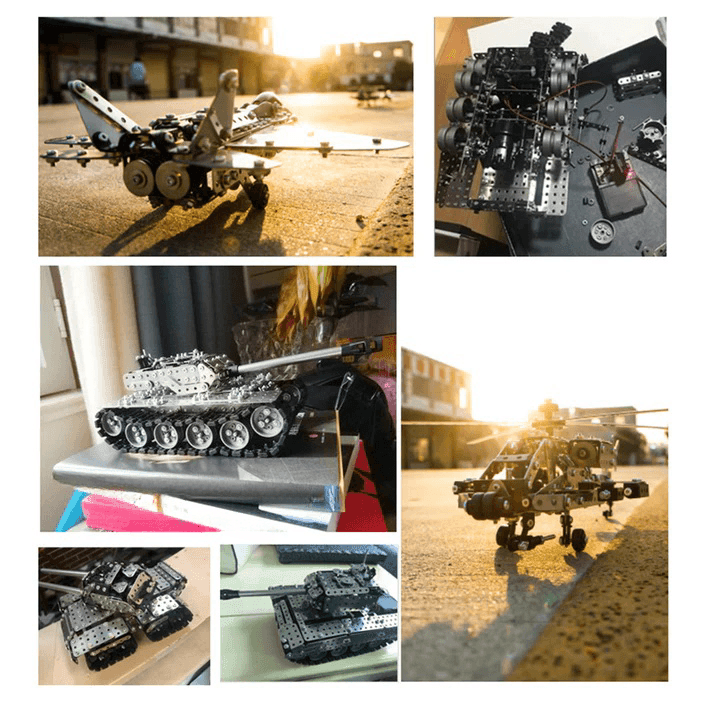 3Dメタルパズル DIYメタル 戦艦・戦闘機・戦車セット 組み立ておもちゃ 陸海空を支配するコンビネーション - 2483ピース - ビルディングブロック