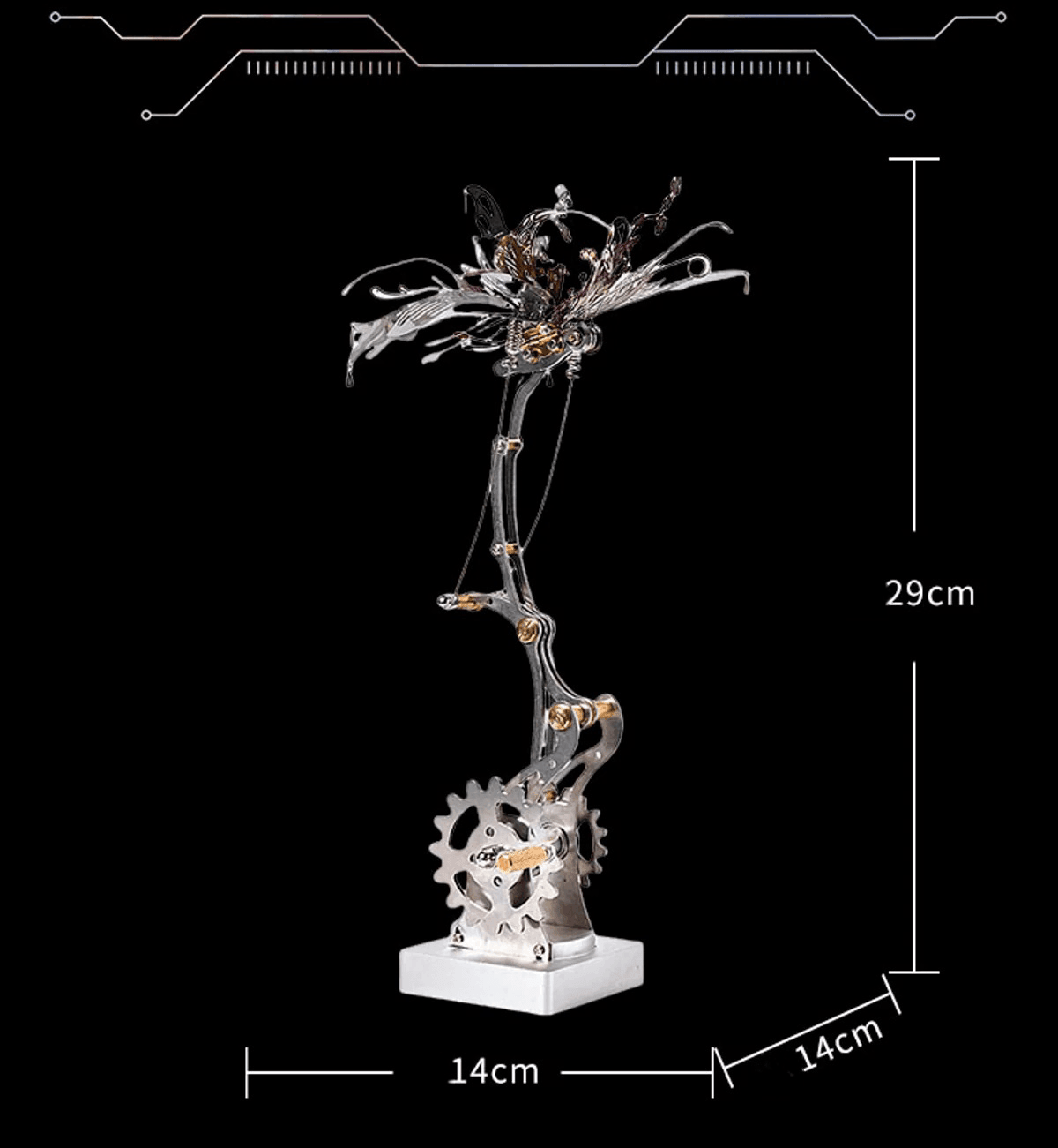 フレイムバタフライ 3Dメタルメカニカルキネティックモデルキット 火から生まれた蝶 - ビルディングブロック
