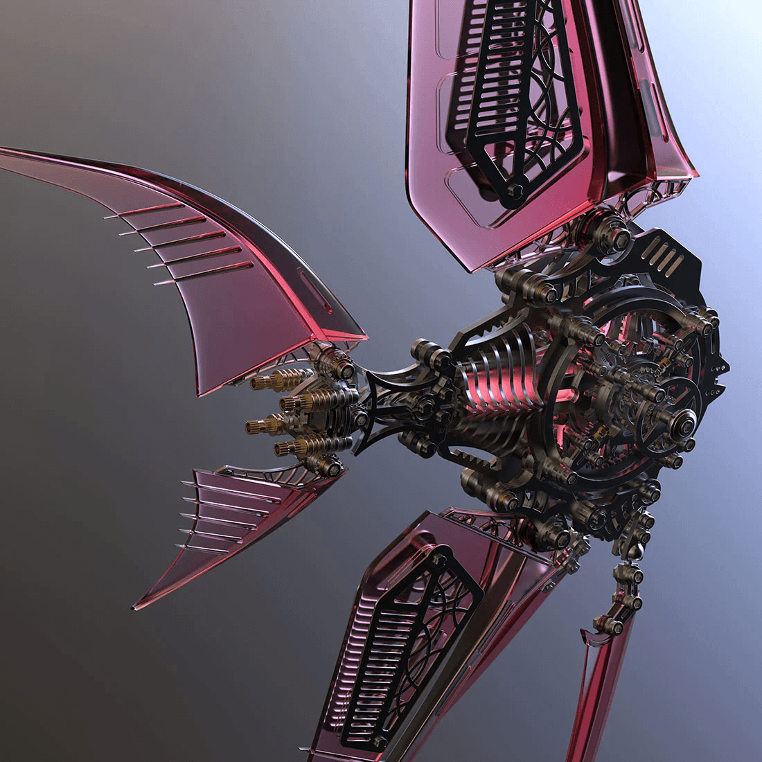 DIY プテロフィルム・ブルーエンゼルフィッシュ 3D メタルパズル(機械的なヒレ付き)529個 - ビルディングブロック