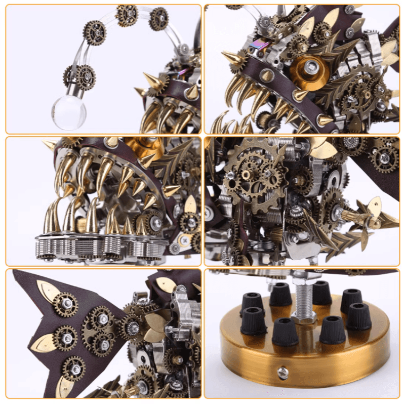 深海のスチームパンク ランタンフィッシュ 3D DIY 金属アンコウ模型キット スタンド付き - ビルディングブロック