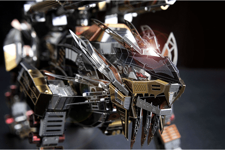 3Dパズル 大人用 メタルモデルキット 機械的な吠えするライオンメタルアースモデルキット 挑戦的なDIY頭の体操ジグソーパズルアートクラフト 男性用 - ビルディングブロック
