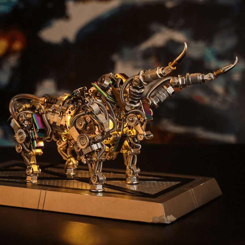 大人向けの1087ピースのメタル製3D DIY機械式ブルアニマルモデル組み立てキット - ビルディングブロック