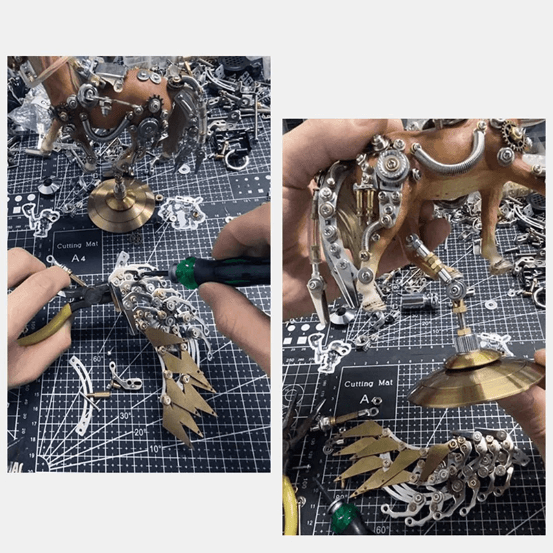 ベース付きのDIYメタル3Dアセンブリメカニカルウイングナイトユニコーンモデルキットのおもちゃ、776ピース - ビルディングブロック
