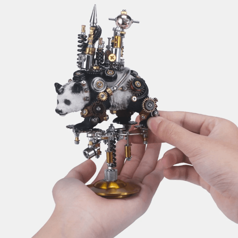 290個 DIY 金属組立 黒白熊猫 動く城模型キット - ビルディングブロック