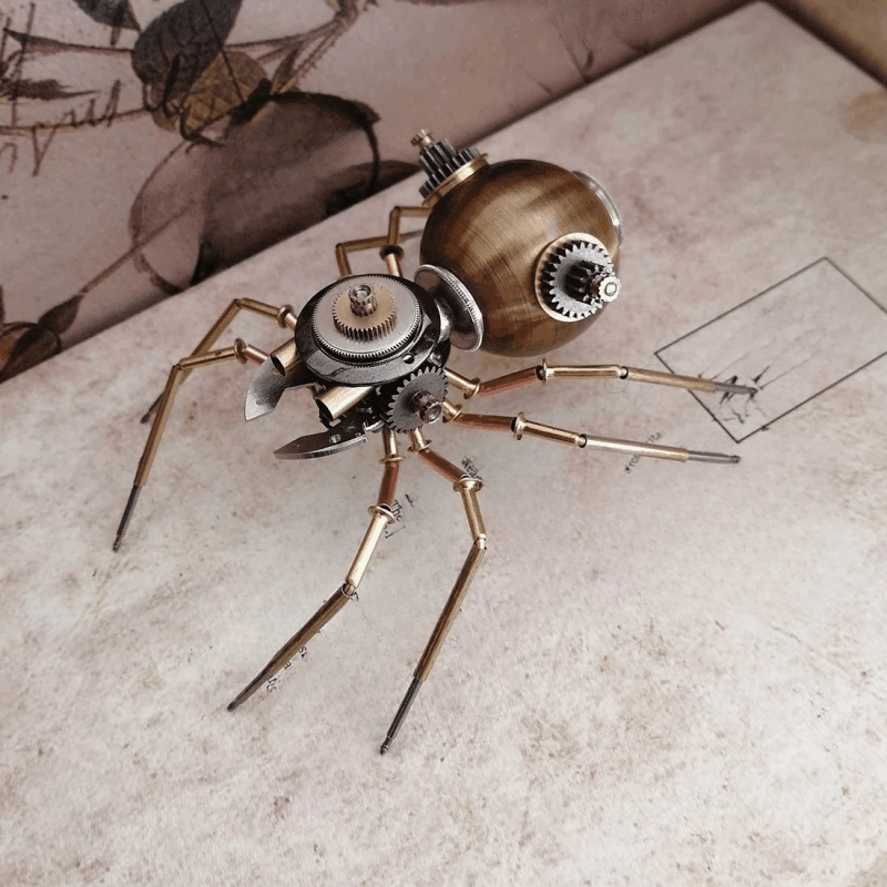 3Dメタル機械黒クモ組み立て模型工芸品、家庭やオフィスのデスク飾りに適しています - ビルディングブロック