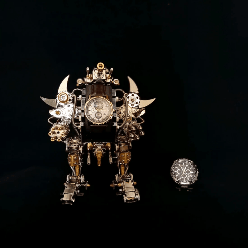 牡牛座のロボット時計スタンドホルダー 3D 組み立て金属製ファイティングメカ アクションフィギュア 時計コレクター向け - ビルディングブロック
