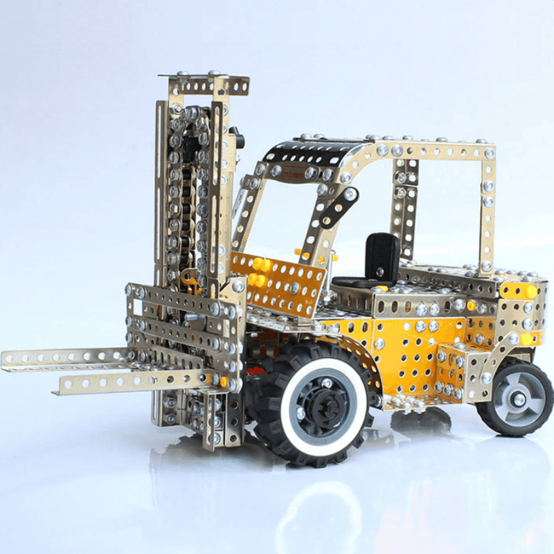 3Dメタルパズル シミュレーション合金 工事用車両 フォークリフトモデルキット メタル組み立て建設車両おもちゃ - 1300ピース - ビルディングブロック