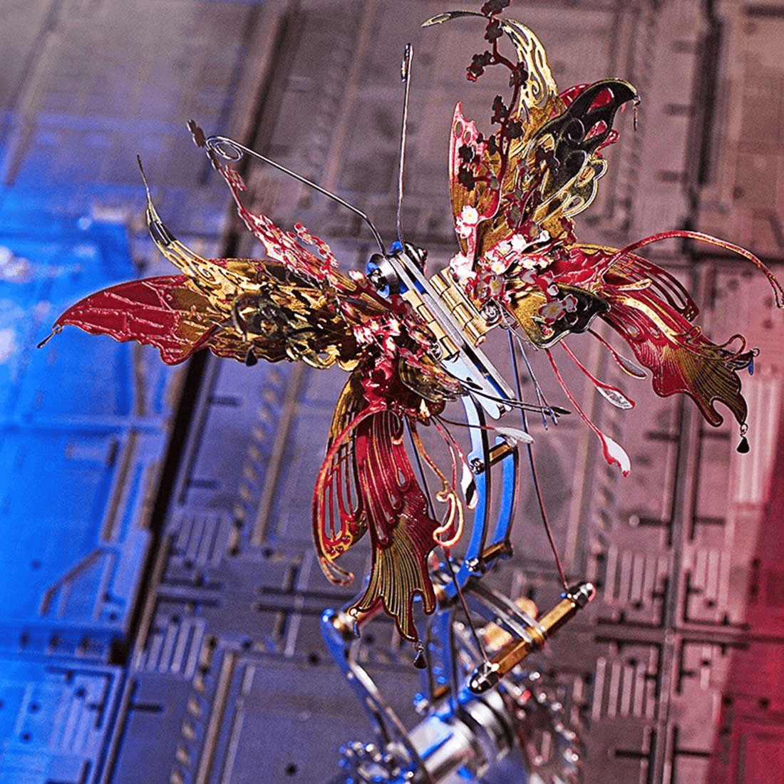 フレイムバタフライ 3Dメタルメカニカルキネティックモデルキット 火から生まれた蝶 - ビルディングブロック