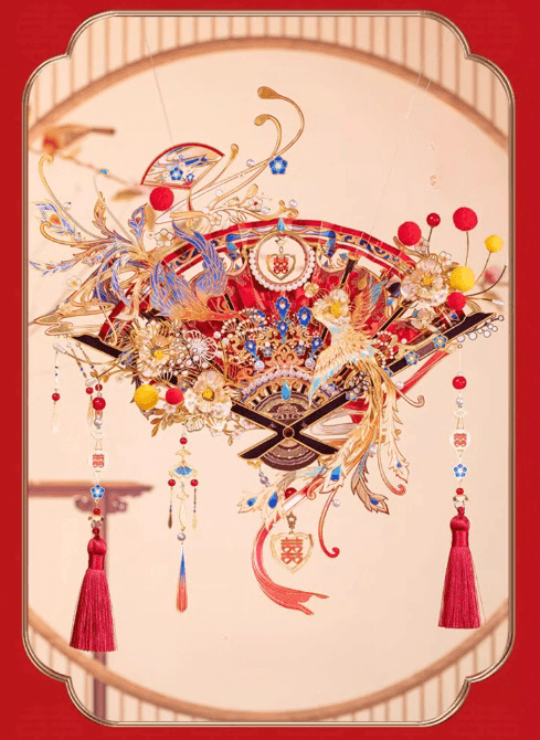 174個以上のパーツを含む3Dメタルモデル「喜扇-鳳求凰」組み立てキット - ビルディングブロック