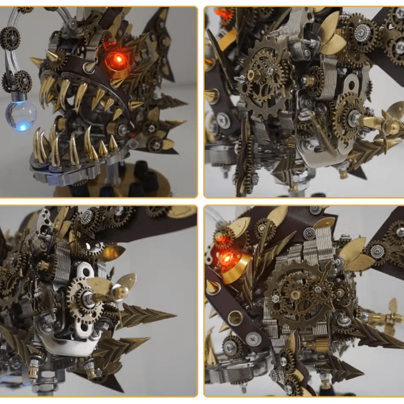 深海のスチームパンク ランタンフィッシュ 3D DIY 金属アンコウ模型キット スタンド付き - ビルディングブロック