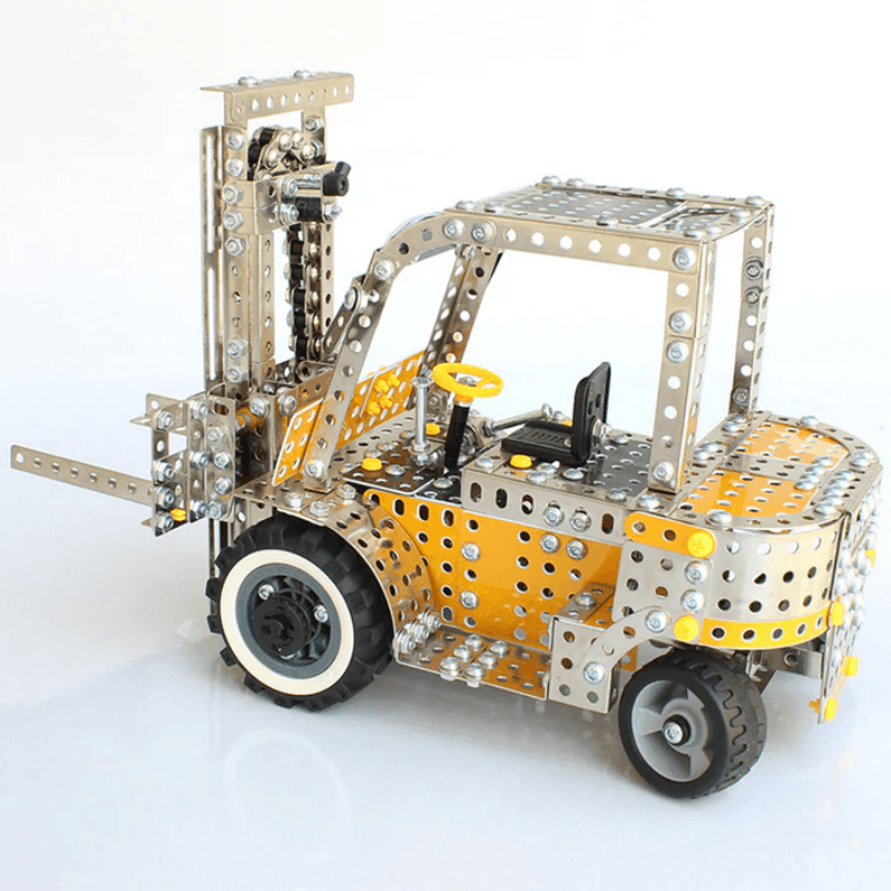 3Dメタルパズル シミュレーション合金 工事用車両 フォークリフトモデルキット メタル組み立て建設車両おもちゃ - 1300ピース - ビルディングブロック