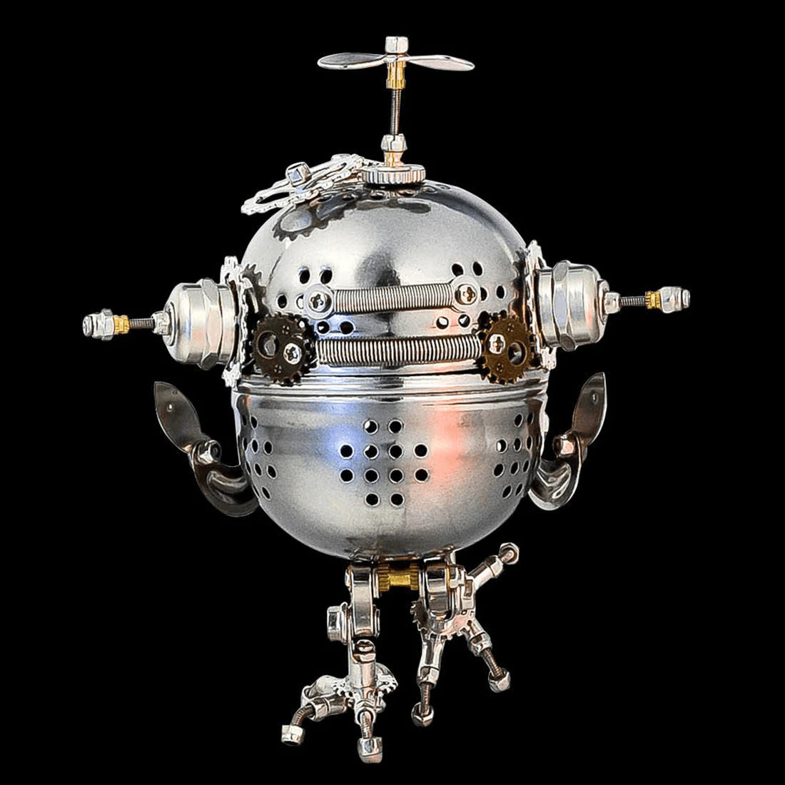 3D DIYスチームパンク機械式フクロウエッグ金属パズル組み立てモデルキット(110ピース以上) - ビルディングブロック