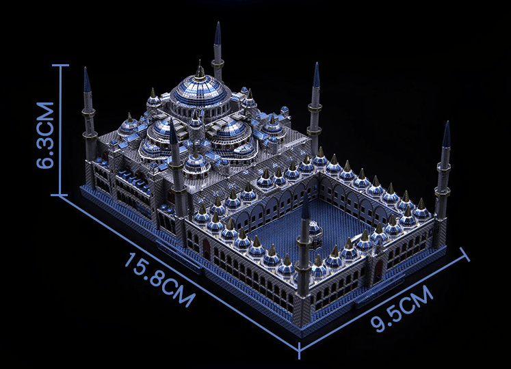 3Dメタルパズル、トルコブルーモスク建築メタルモデルキット、大人向けの3DパズルDIY建築模型ブレインティーザーおもちゃ、ティーン向け(スルタンアフメドモスク) - ビルディングブロック