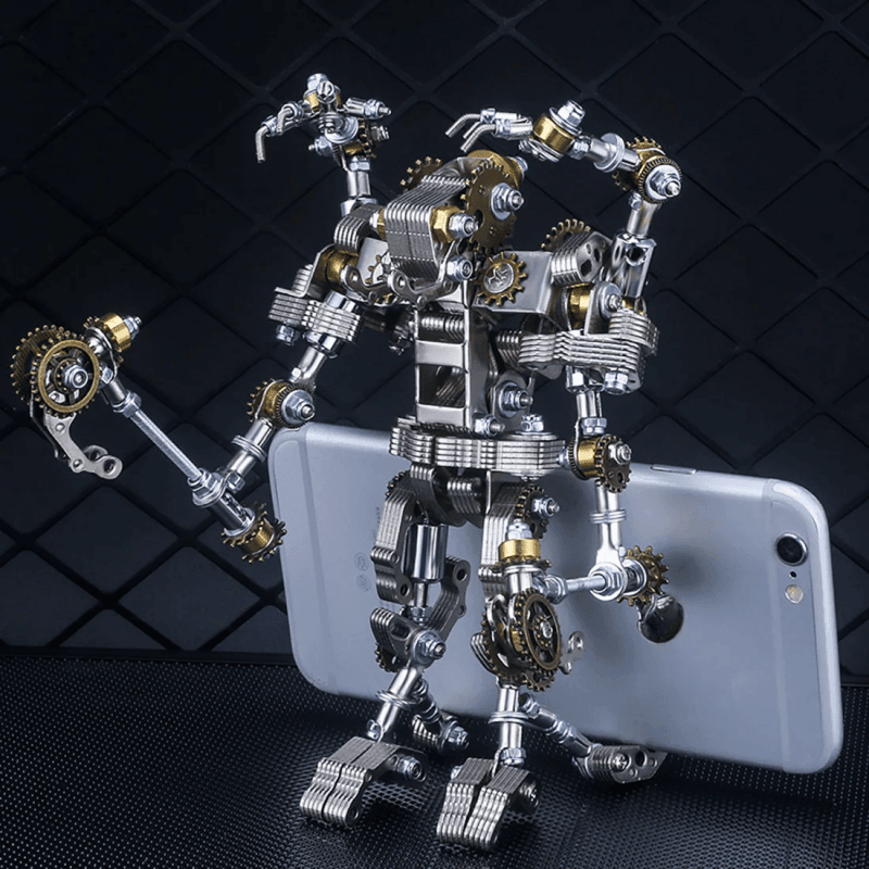 434個の歯車斧を持つメカプリーストDIY 3Dメタルアセンブリーモデルキット 2-in-1携帯ホルダー - ビルディングブロック