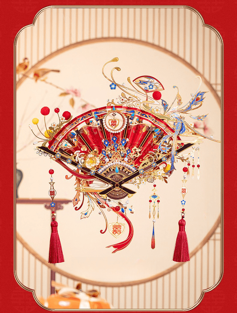 174個以上のパーツを含む3Dメタルモデル「喜扇-鳳求凰」組み立てキット - ビルディングブロック