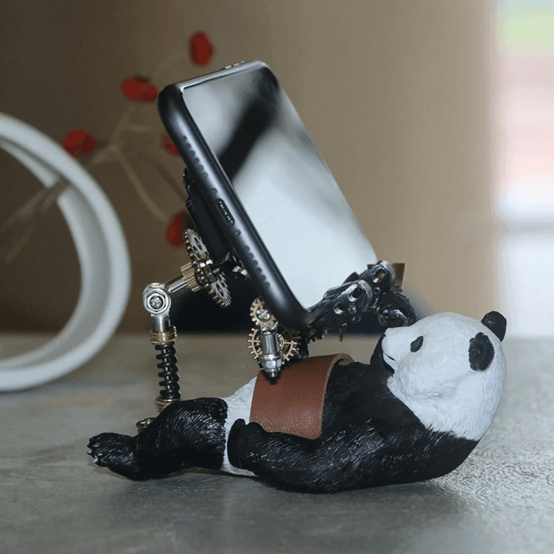 129ピースのDIY組み立て3Dメタルパンダモデルキット兼電話ホルダー - ビルディングブロック