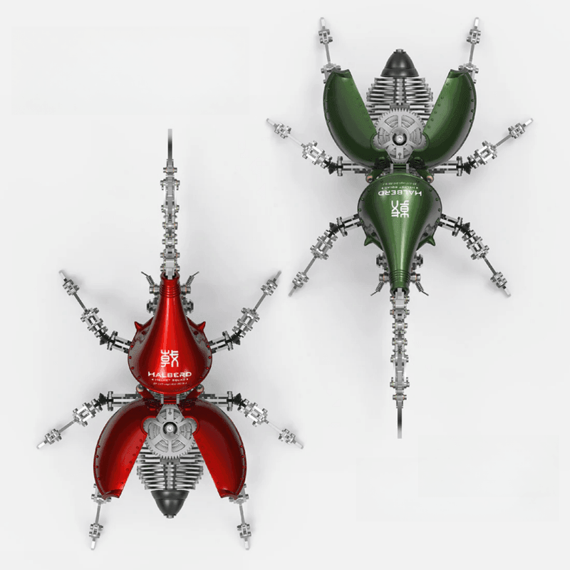 大きい 壊れたシティハルバード長い角を持つ甲虫の3Dメタルモデルキット、昆虫組立 - ビルディングブロック