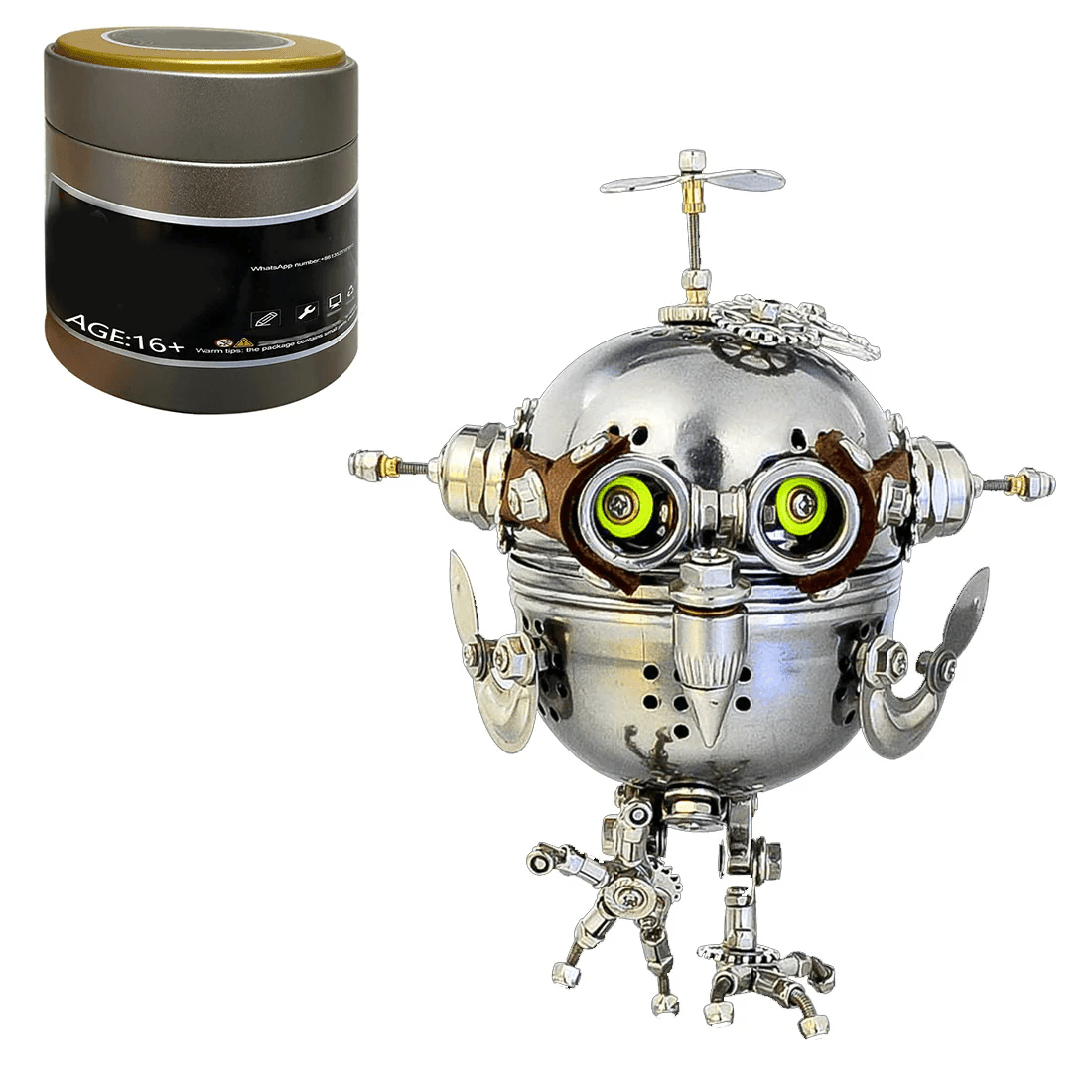 3D DIYスチームパンク機械式フクロウエッグ金属パズル組み立てモデルキット(110ピース以上) - ビルディングブロック