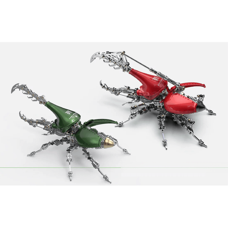 大きい 壊れたシティハルバード長い角を持つ甲虫の3Dメタルモデルキット、昆虫組立 - ビルディングブロック