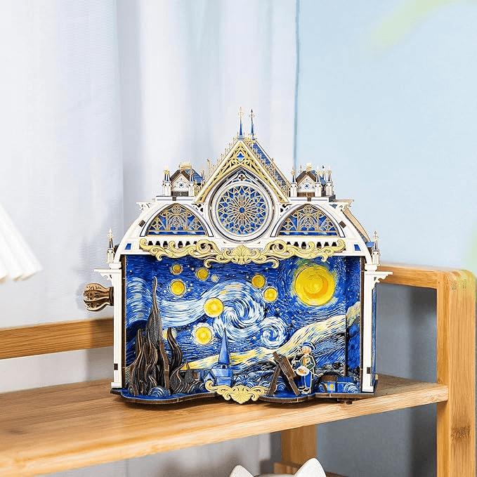 298PCS 大人向け3Dパズル 星月夜 ヴィンセント・ヴァン・ゴッホのクラフト作品 メタルパズルモデルキット - ビルディングブロック