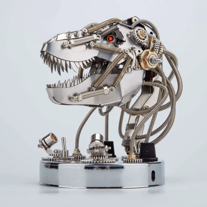スチームパンクの3Dメタル可動機械ティラノサウルス・レックスヘッドモデルキット - ビルディングブロック