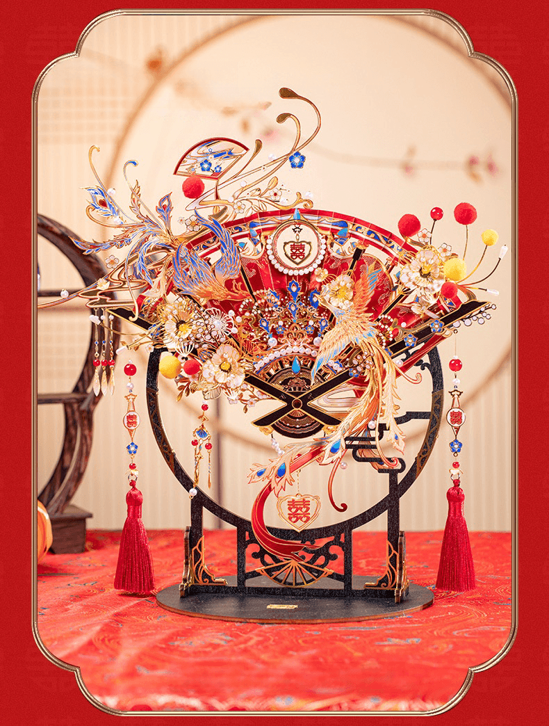 174個以上のパーツを含む3Dメタルモデル「喜扇-鳳求凰」組み立てキット - ビルディングブロック