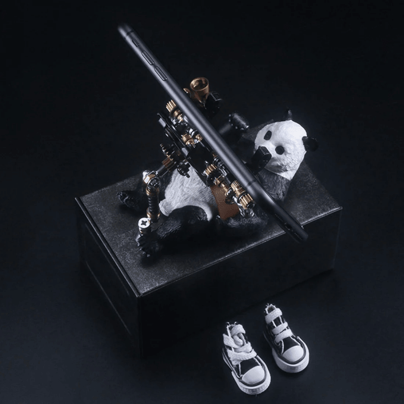 129ピースのDIY組み立て3Dメタルパンダモデルキット兼電話ホルダー - ビルディングブロック