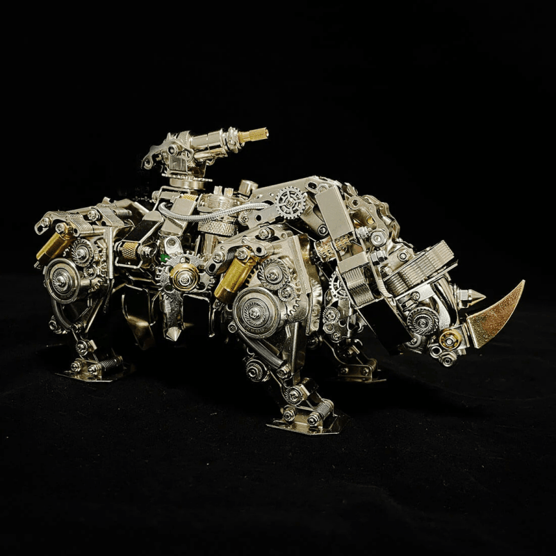 機械ライノ 3D DIYメタルパズル 動物組み立てモデル 700個以上 - ビルディングブロック