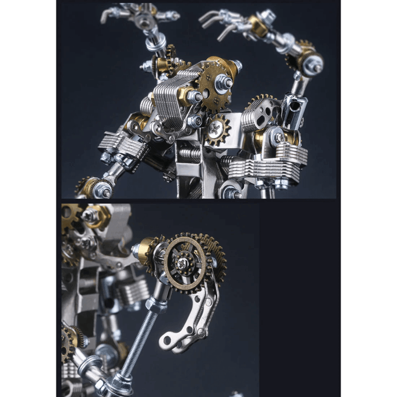 434個の歯車斧を持つメカプリーストDIY 3Dメタルアセンブリーモデルキット 2-in-1携帯ホルダー - ビルディングブロック