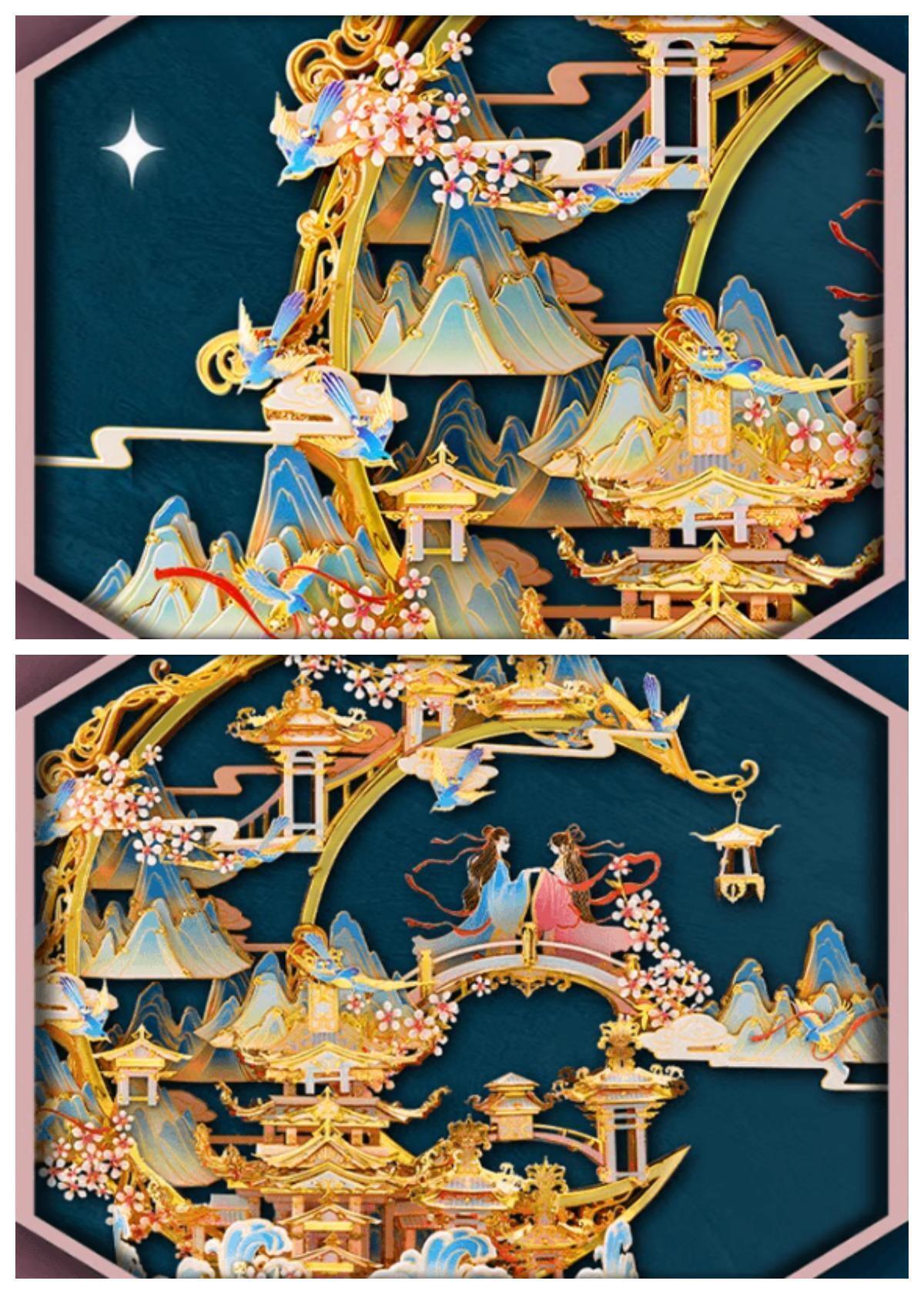 3Dメタルモデル 花 リフレクト・ザ・ムーン組み立てキット - ビルディングブロック