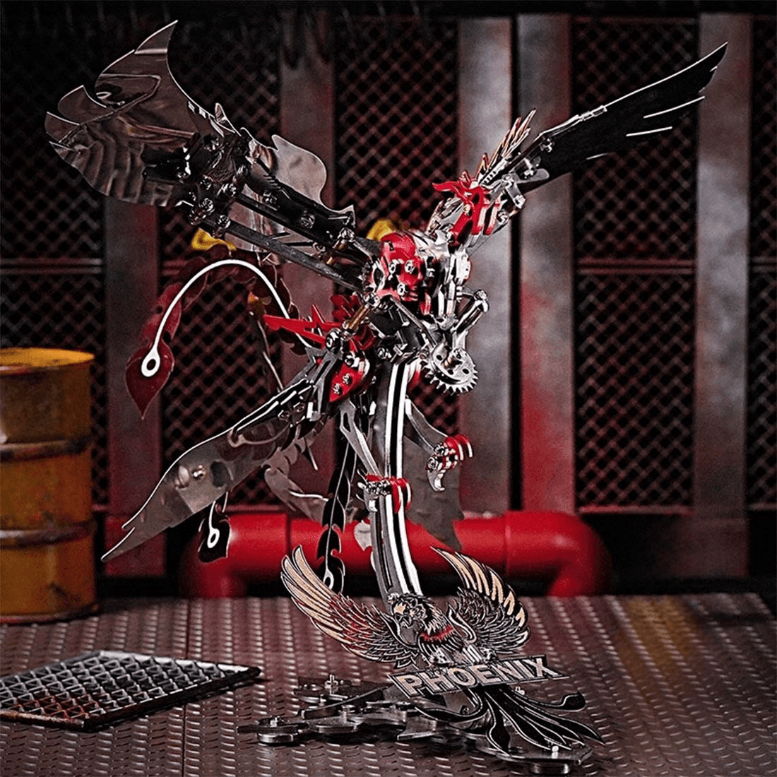 火から生まれた不死鳥の復活 3Dメタルメカニカルキネティックフェニックスモデルキット - ビルディングブロック