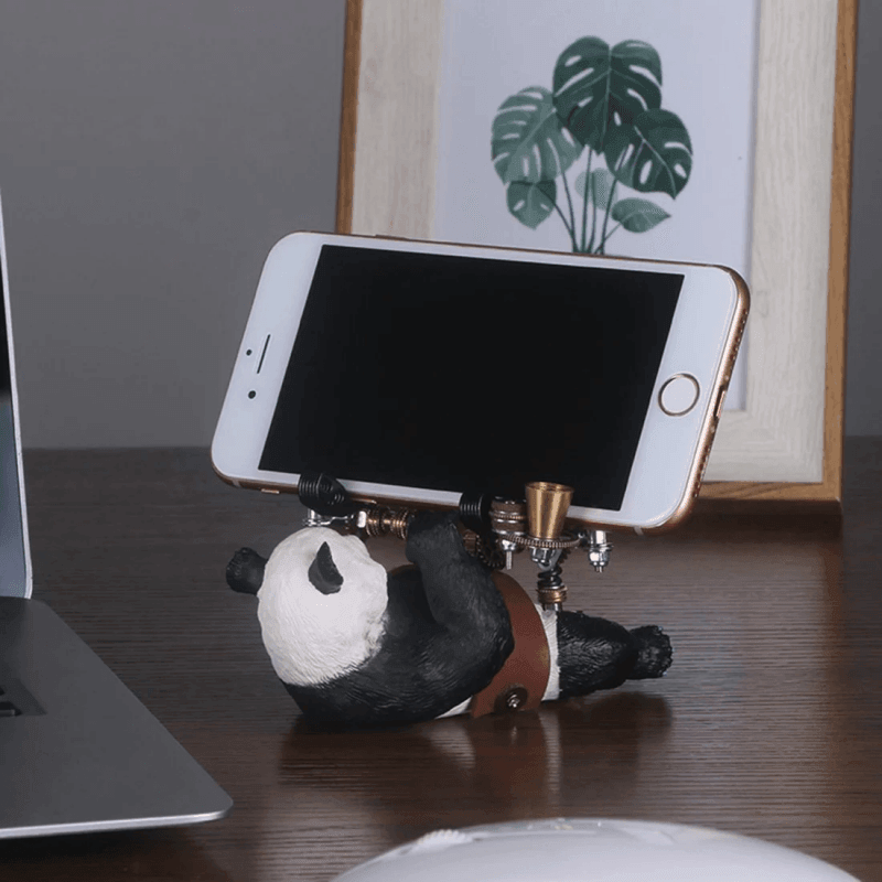 129ピースのDIY組み立て3Dメタルパンダモデルキット兼電話ホルダー - ビルディングブロック