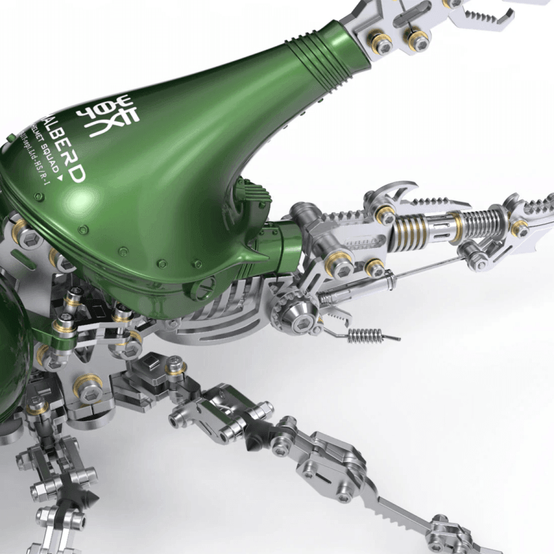 大きい 壊れたシティハルバード長い角を持つ甲虫の3Dメタルモデルキット、昆虫組立 - ビルディングブロック