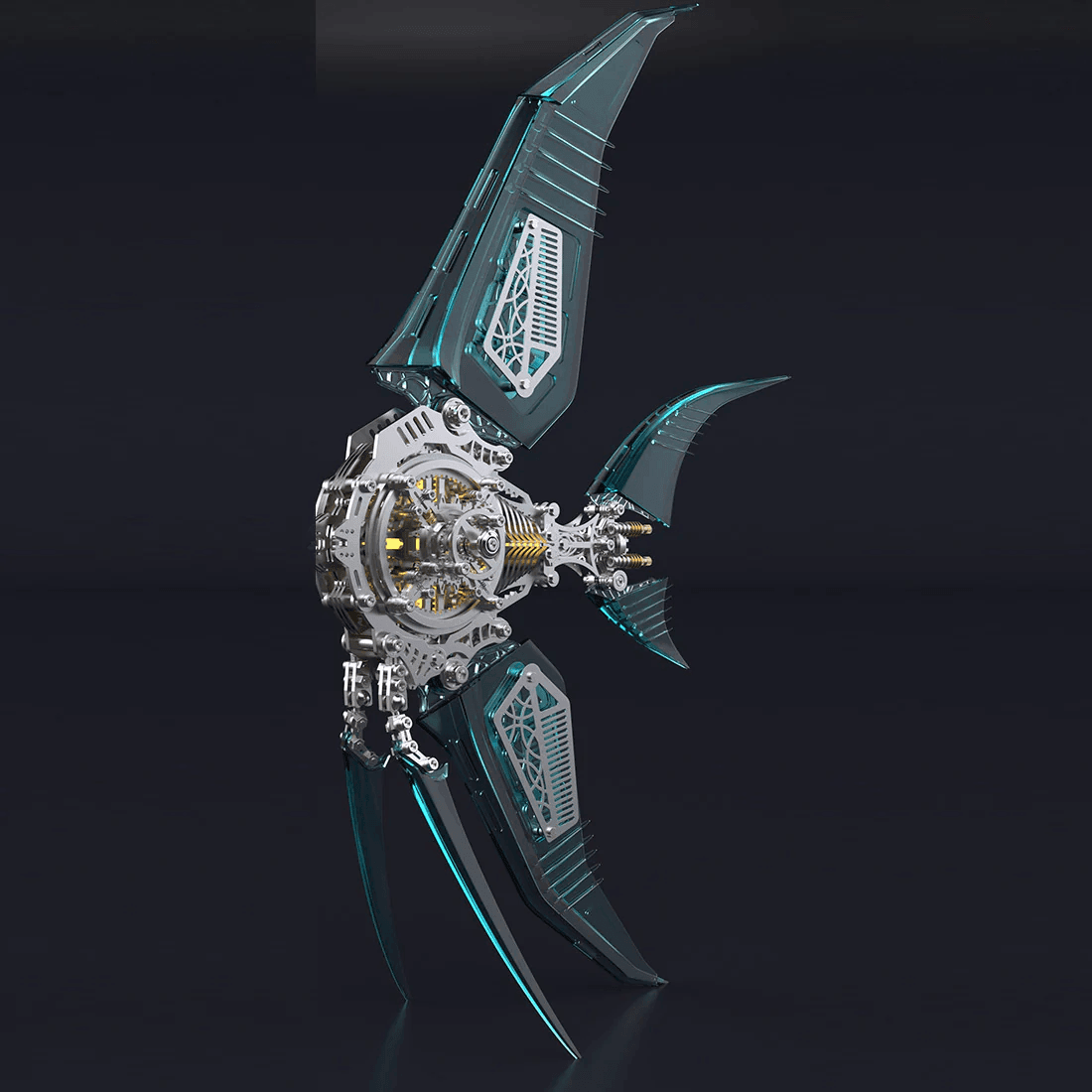 DIY プテロフィルム・ブルーエンゼルフィッシュ 3D メタルパズル(機械的なヒレ付き)529個 - ビルディングブロック