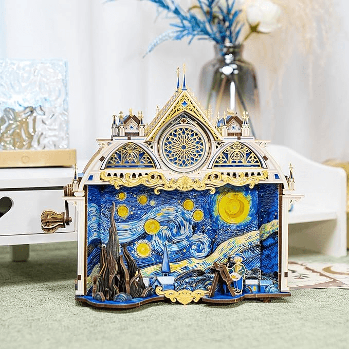 298PCS 大人向け3Dパズル 星月夜 ヴィンセント・ヴァン・ゴッホのクラフト作品 メタルパズルモデルキット - ビルディングブロック