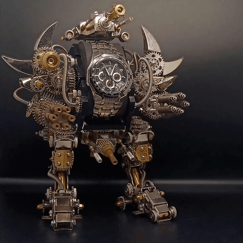 牡牛座のロボット時計スタンドホルダー 3D 組み立て金属製ファイティングメカ アクションフィギュア 時計コレクター向け - ビルディングブロック
